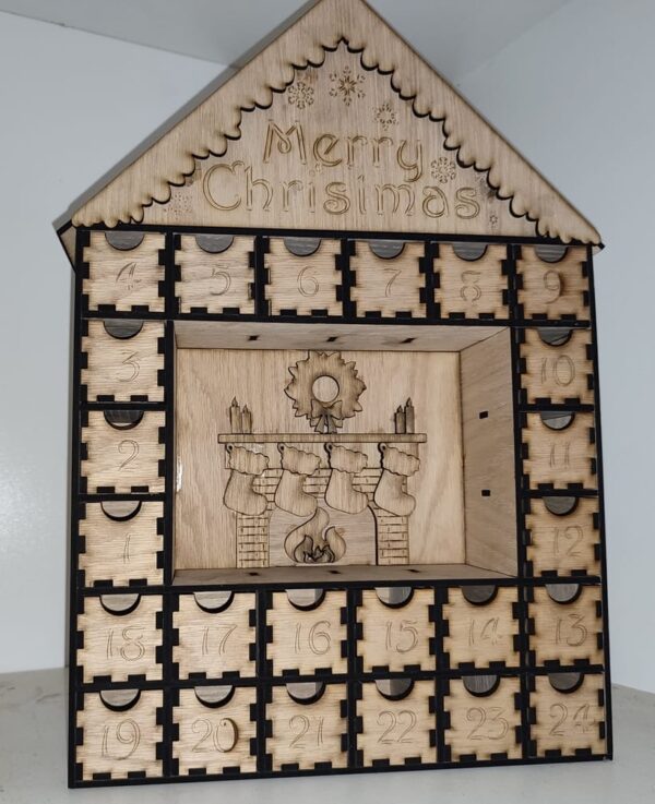 Wooden Christmas Advent House with Drawers handcrafted in Heidelberg, Garden Route