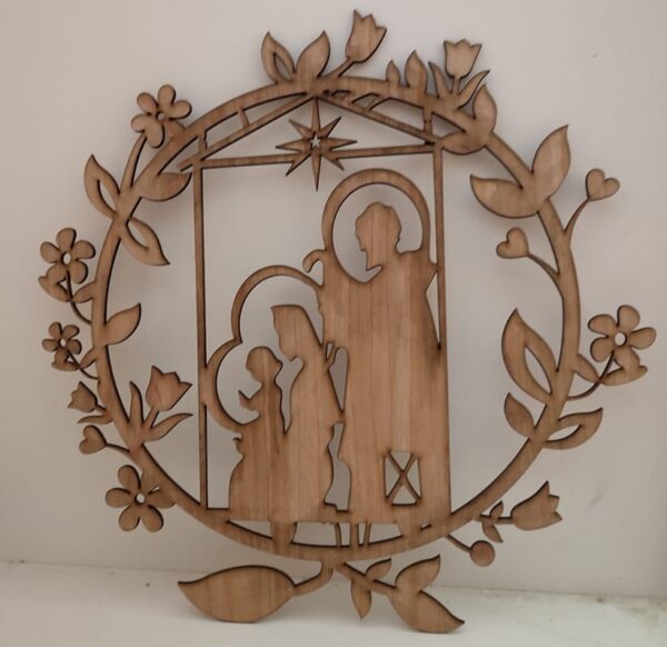 Wooden Christmas Nativity Wreath