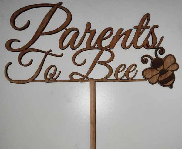 Wooden Honeybee Cake Topper