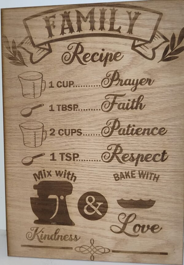 Wooden Kitchen Family Recipe Sign