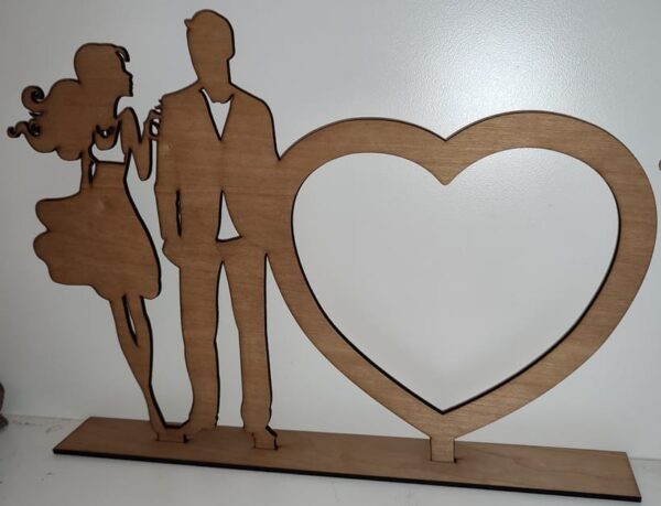 Wooden Party Couple Heart Photo Frame