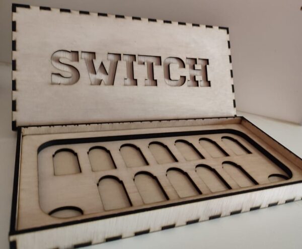 Wooden Nintendo Switch Game Console Storage Box with Pockets for Game Cartridges - Image 2