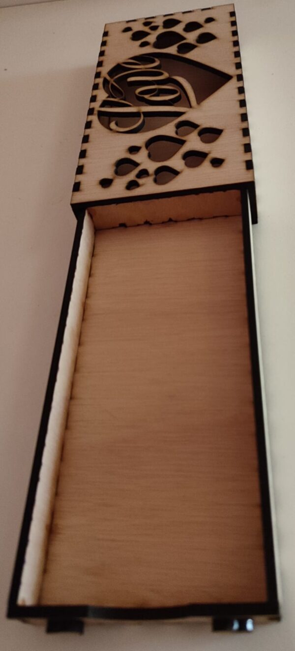 Wooden Love heart Chocolate gift box with drawer - Image 3