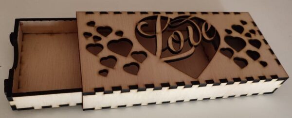 Wooden Love heart Chocolate gift box with drawer