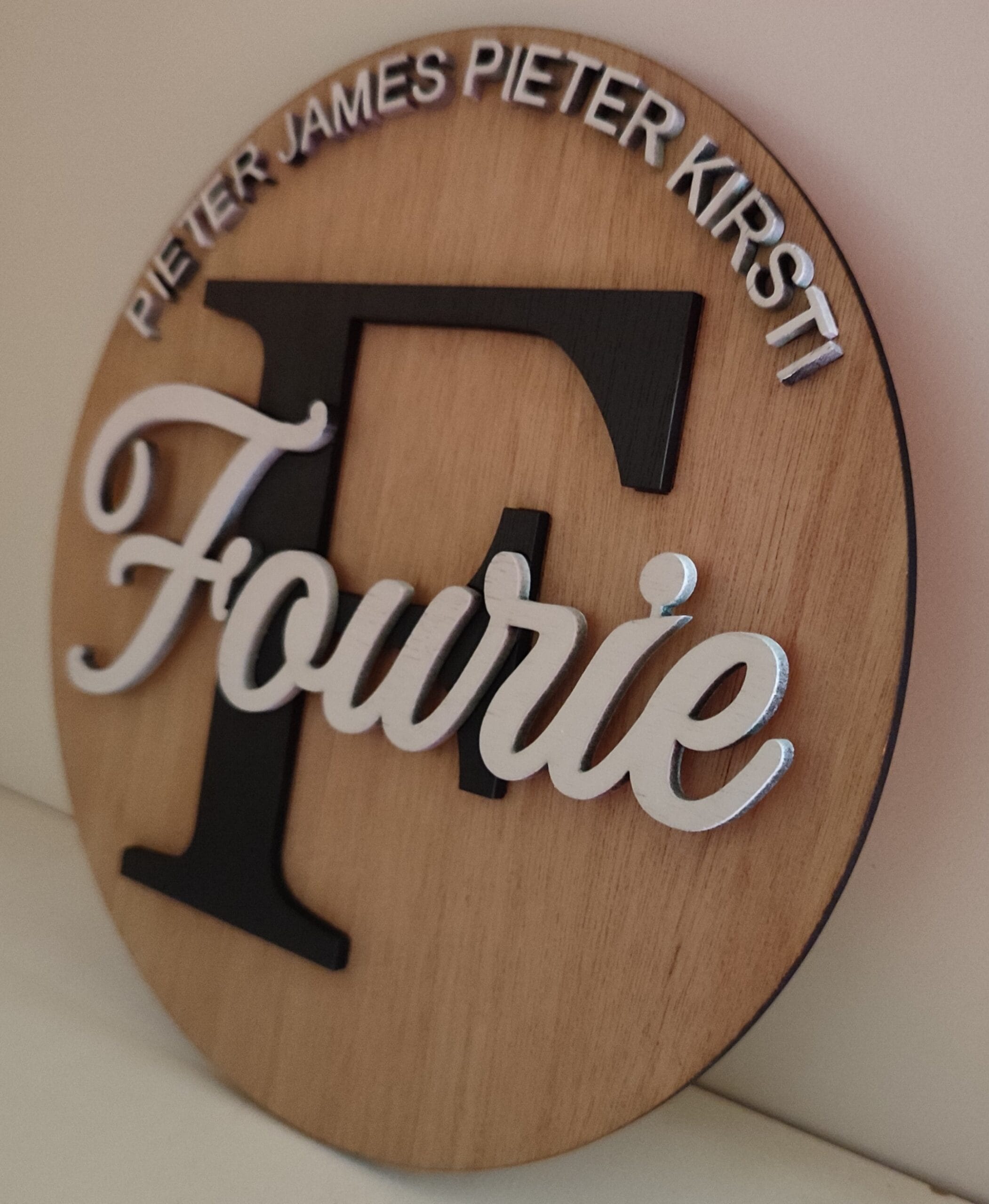 Family Names Round 3D Plaque,Laser cut wooden wedding sign, Custom engraved birthday gift Garden Route