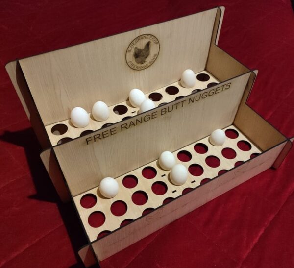 Wooden display rack for eggs