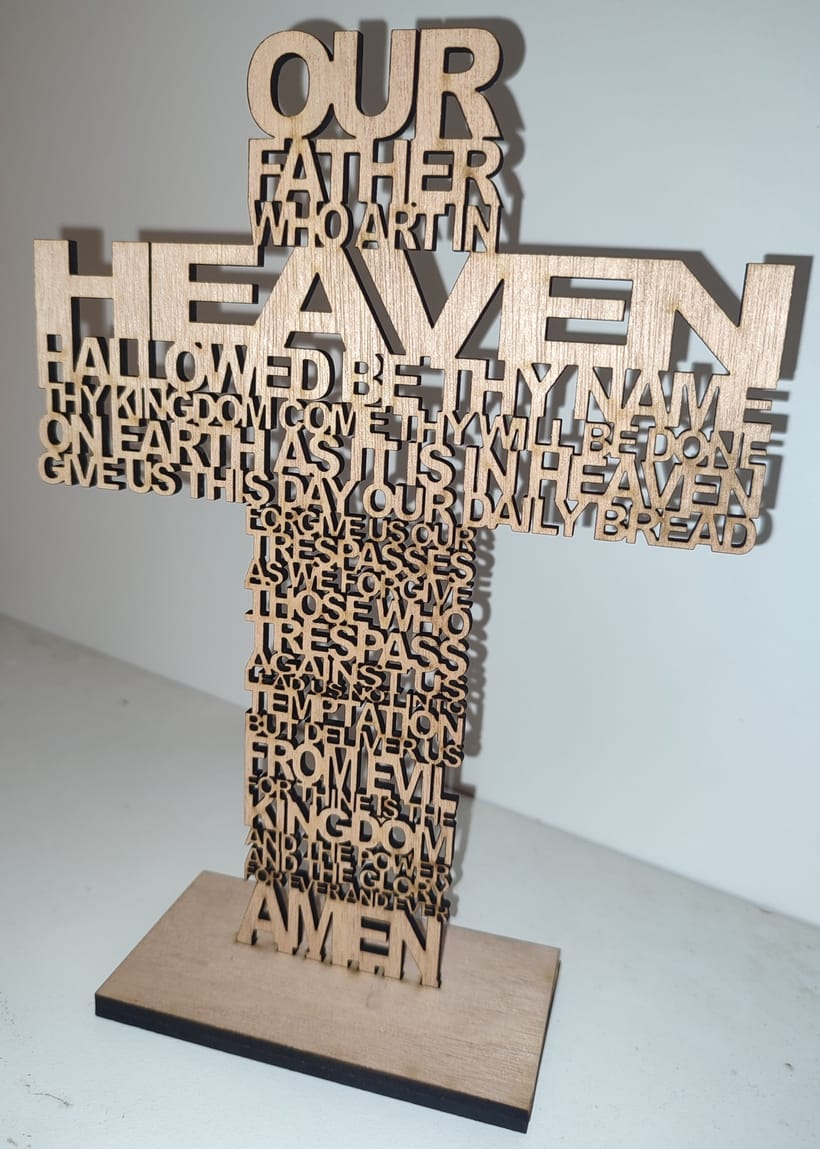 our father cross,Laser cut wooden wedding sign, Custom engraved birthday gift Garden Route